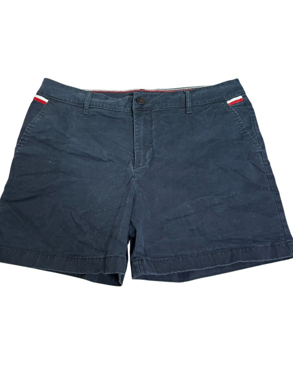 Tommy Hilfiger Classic Stretch Shorts Sz 10 Navy Blue 5" Inseam Slimming Pocket